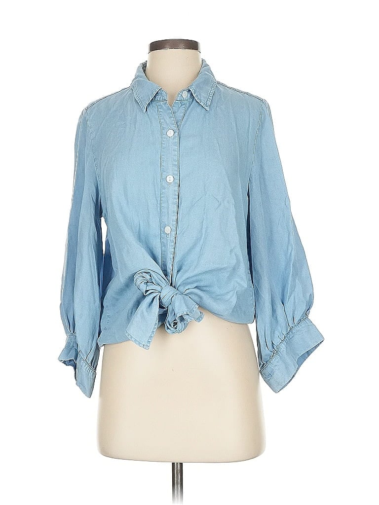 Karen Kane 100% Lyocell Blue 3/4 Sleeve Button-Down Shirt Size S - photo 1