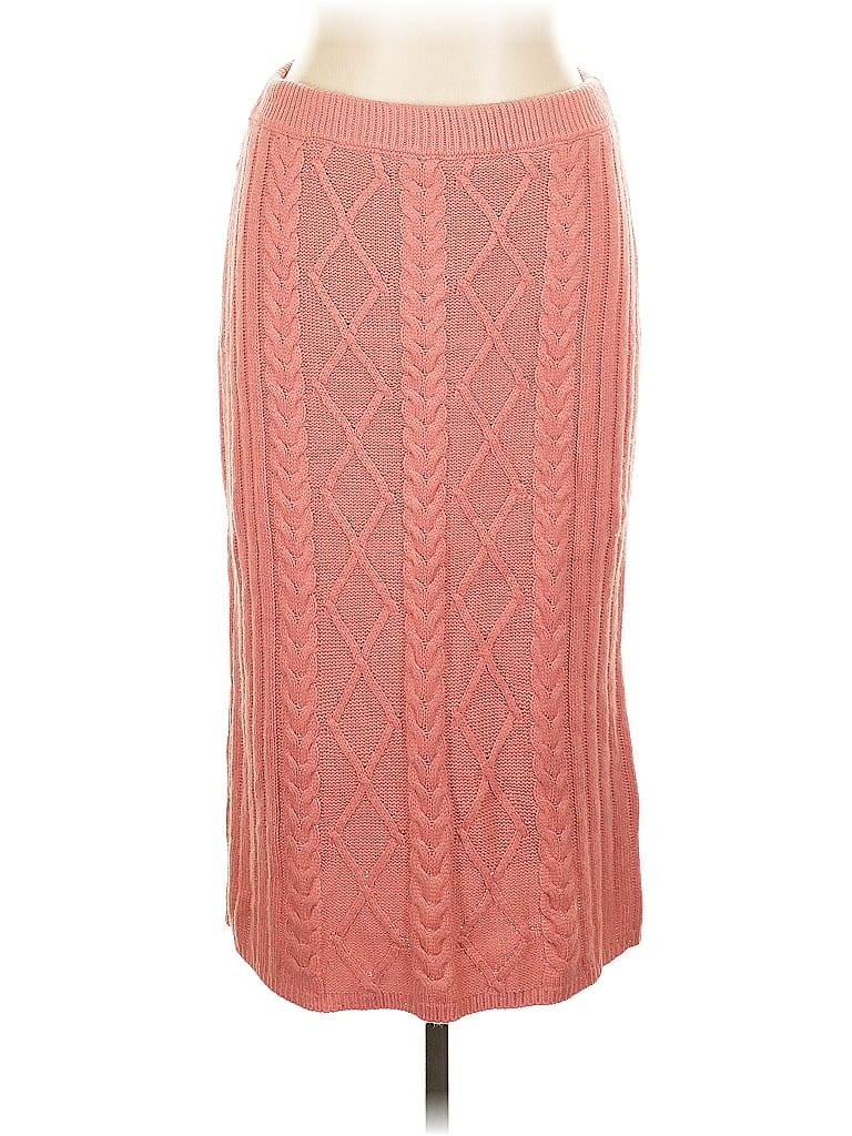 Eva Mendes by New York & Company Chevron-herringbone Pink Casual Skirt Size L - photo 1
