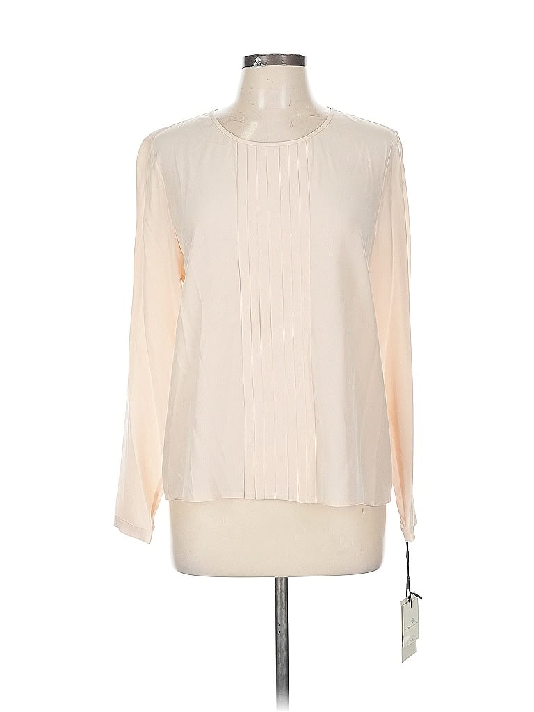 Worth New York 100% Silk Ivory Long Sleeve Silk Top Size 12 - photo 1