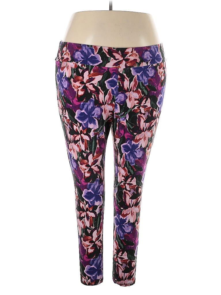 Terra & Sky Floral Purple Active Pants Size 3X - photo 1