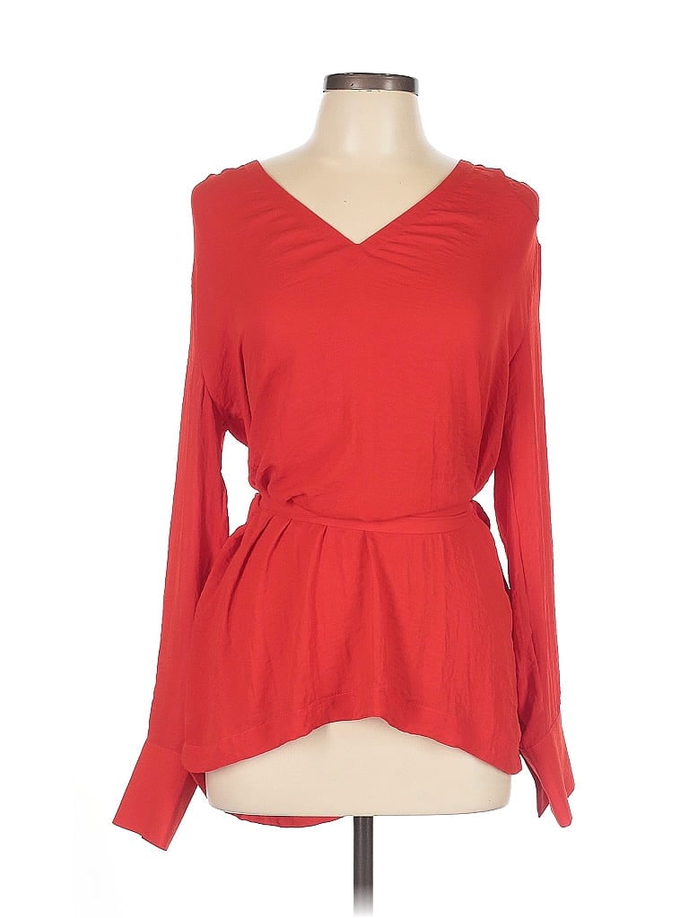 Pre-owned H&m Long Sleeve Blouse In Red