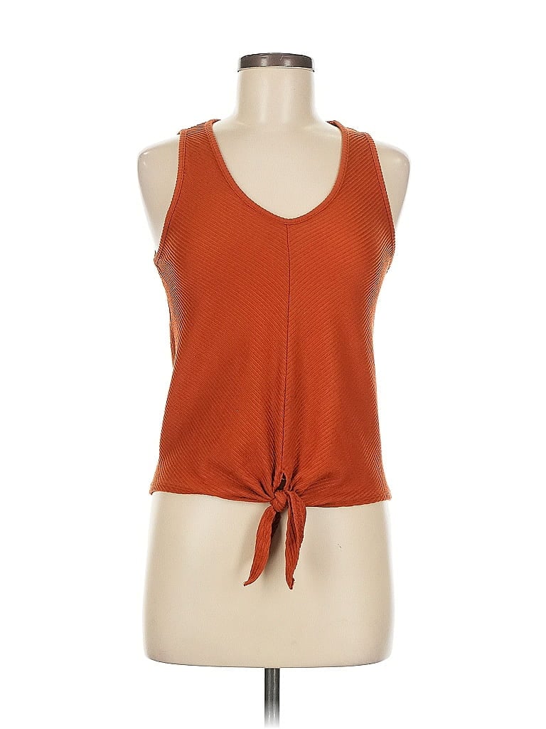 CAUTION TO THE WIND Pre-owned Sleeveless Top Orange Keyhole Neckline Tops