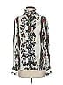 Alberto Makali 100% Silk Print Ivory Long Sleeve Silk Top Size S - photo 1
