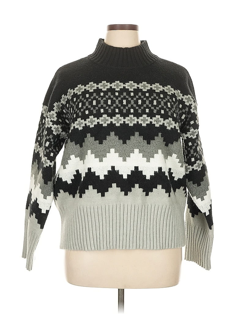 Joseph A. Argyle Gray Turtleneck Sweater Size XL - photo 1