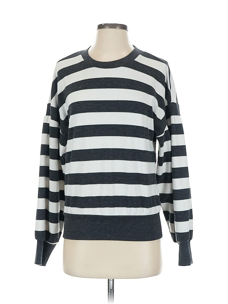 Evereve Stripes Silver Gray Pullover Sweater Size XS - photo 1