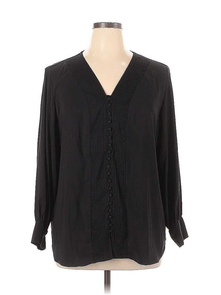 Pre-owned T Tahari Long Sleeve Blouse In Black