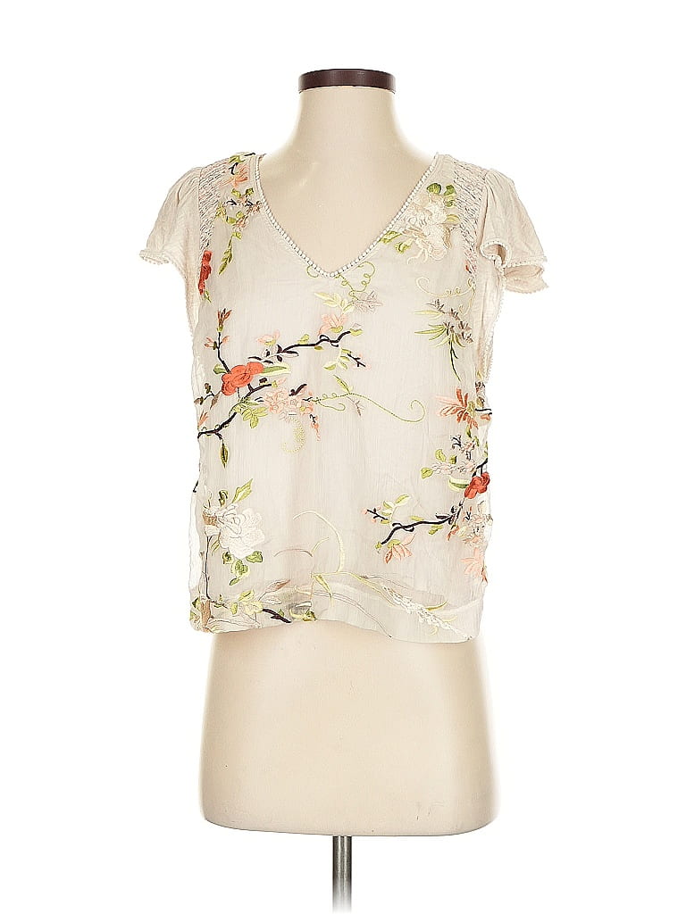 Tiny 100% Rayon Ivory Short Sleeve Blouse Size S - photo 1
