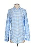 J. McLaughlin Checkered-gingham Blue Long Sleeve Button-Down Shirt Size S - photo 1