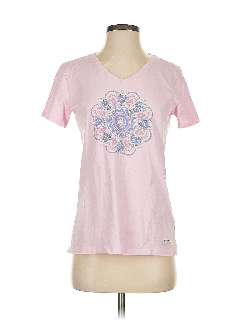 Life Is Good 100% Cotton Floral Pink Short Sleeve T-Shirt Size S - photo 1