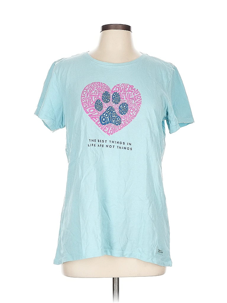 Life Is Good 100% Cotton Teal Short Sleeve T-Shirt Size L - photo 1