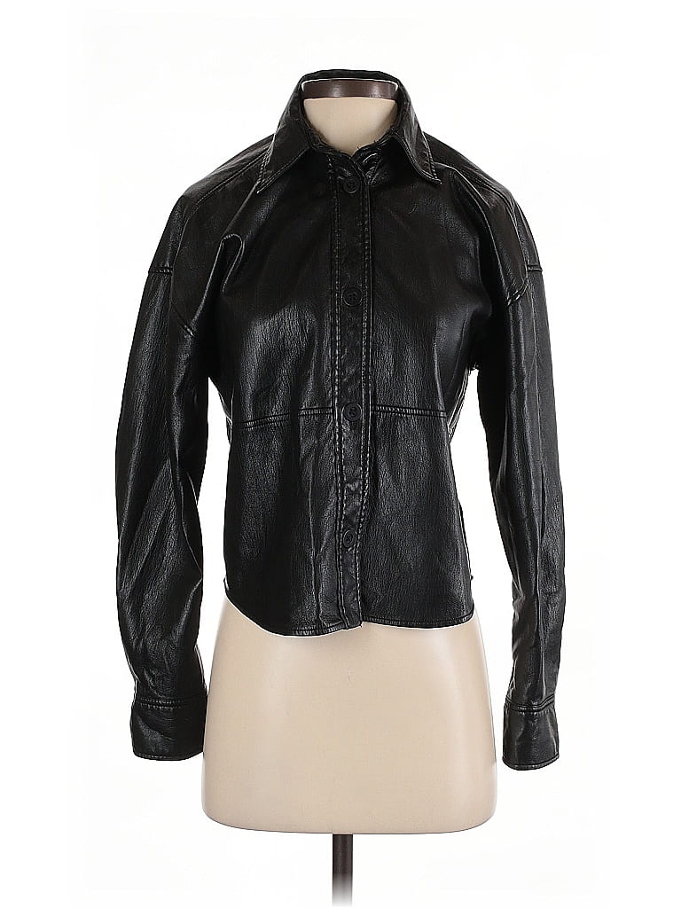 Pre-owned Babaton Faux Leather Jacket In Black