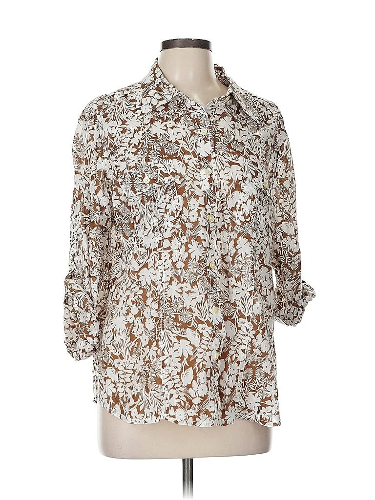 Pre-owned Liz Claiborne 3/4 Sleeve Button Down Shirt In White