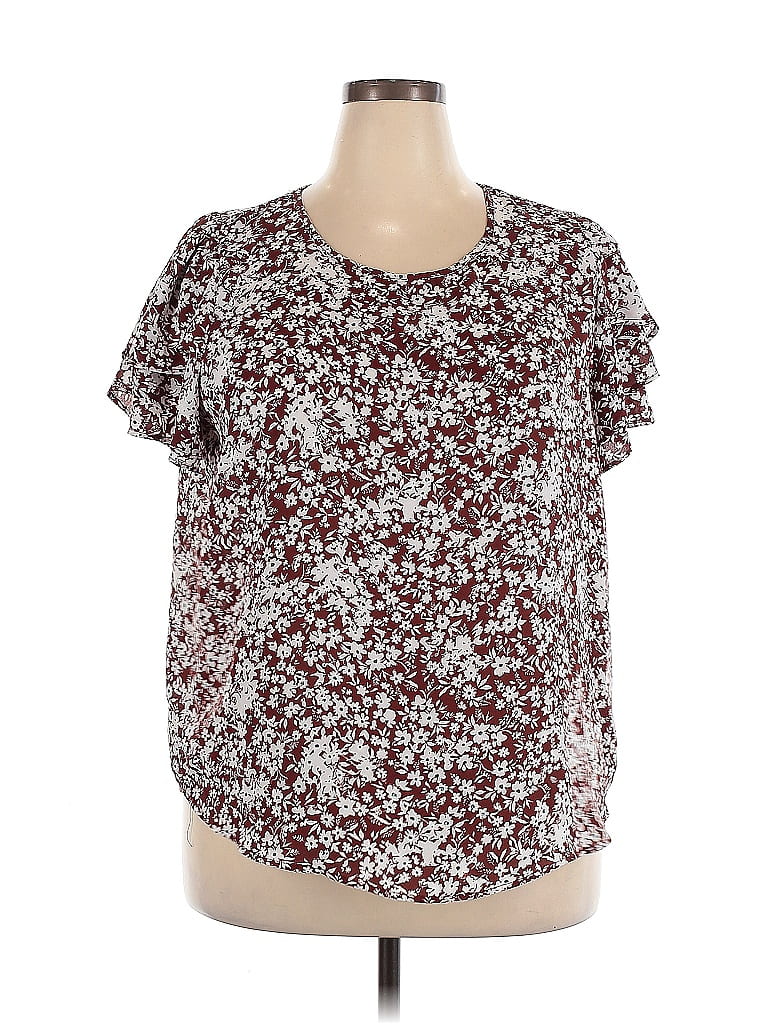 Click to view more detailed imagery on our partner's website Pre-owned Sweet Rain Short Sleeve Blouse In Burgundy