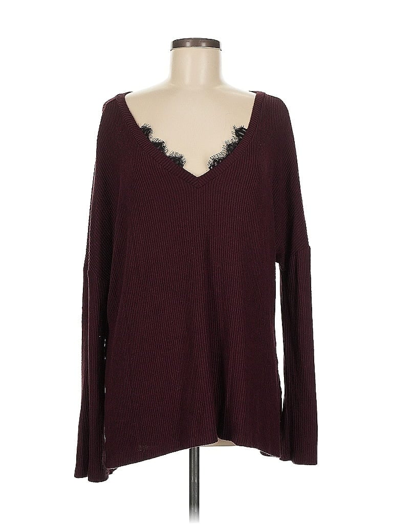 Pre-owned Grace & Lace Pullover Sweater In Burgundy
