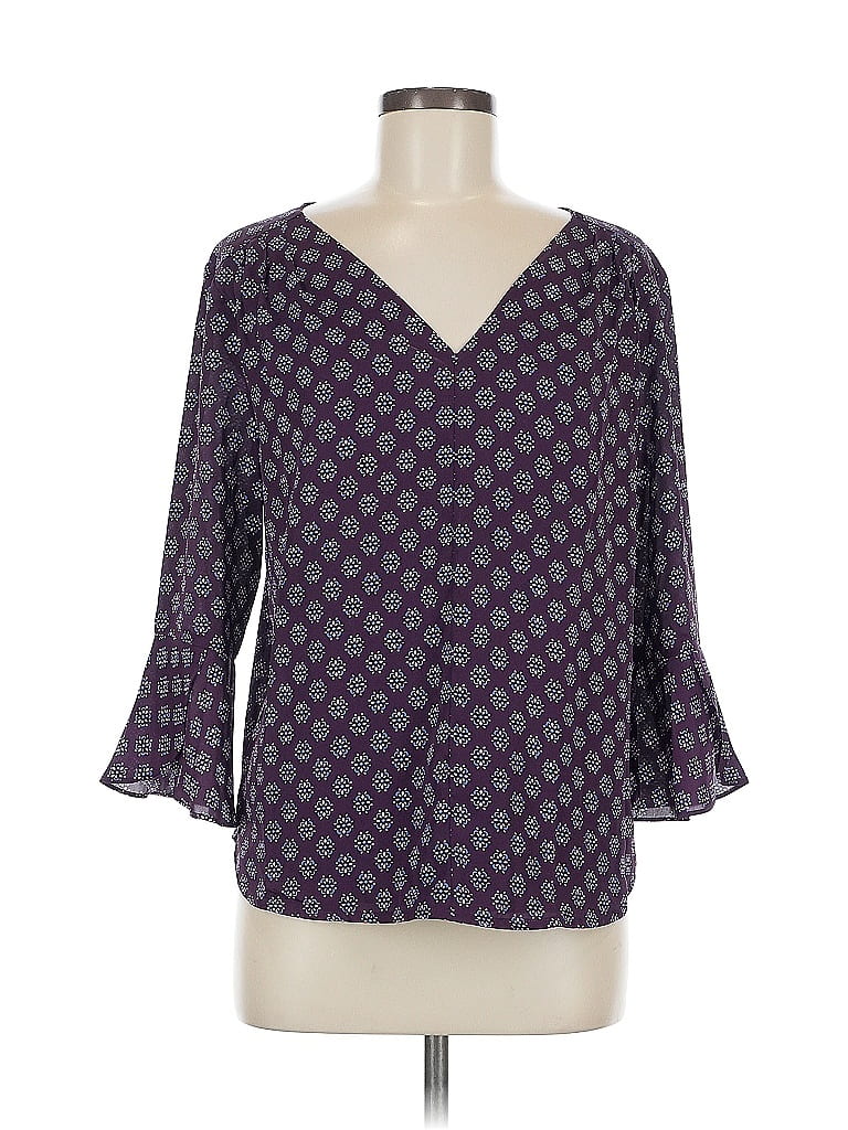 41Hawthorn 100% Polyester Purple 3/4 Sleeve Blouse Size M - photo 1