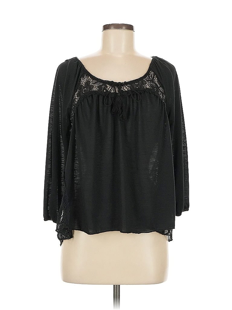 No Boundaries 100% Polyester Black 3/4 Sleeve Blouse Size M - photo 1