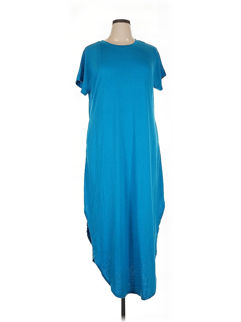 Anrabess Solid Blue Casual Dress Size XL - photo 1