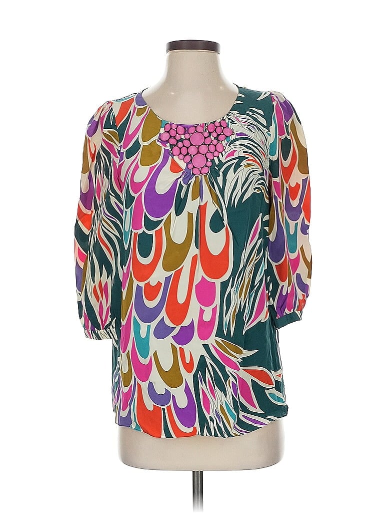 Pre-owned Tibi 3/4 Sleeve Blouse In Green