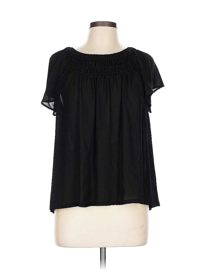 Ann Taylor LOFT 100% Rayon Black Short Sleeve Blouse Size L - photo 1