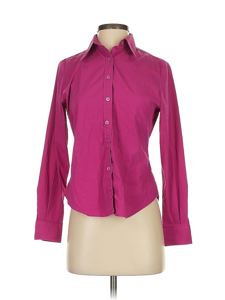 Pre-owned Façonnable Long Sleeve Blouse In Burgundy