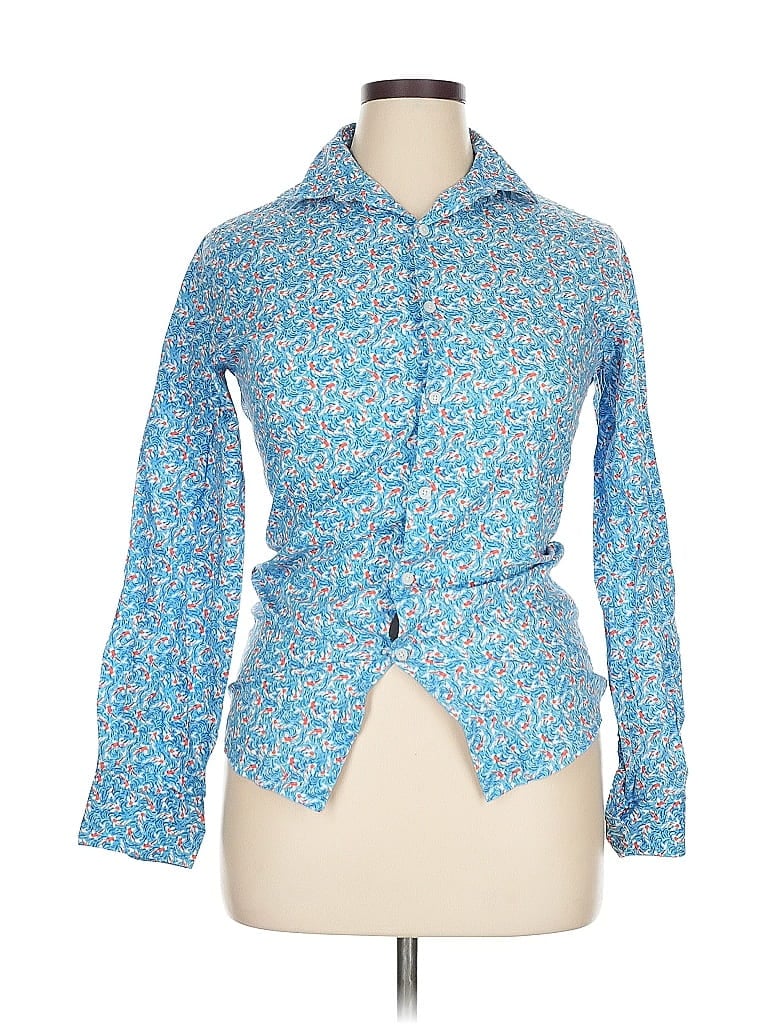 Pre-owned Bar Iii Long Sleeve Blouse In Blue