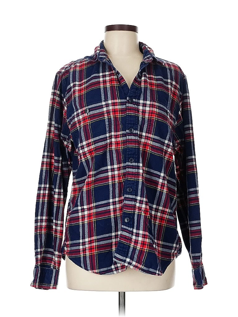 Pre-owned J.crew Factory Store Long Sleeve Polo Shirt In Red