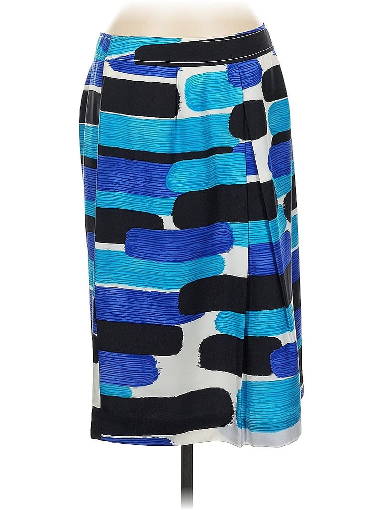 Doncaster Collection 100% Silk Graphic Blue Silk Skirt Size 8 - photo 1