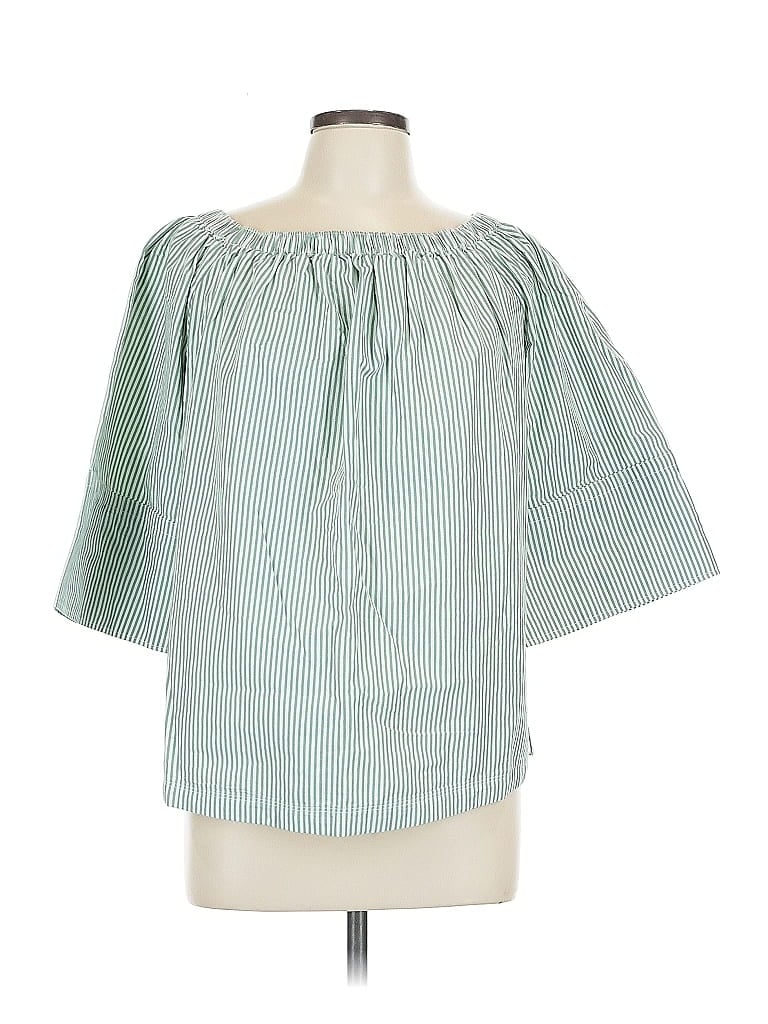 Free Assembly 100% Cotton Green 3/4 Sleeve Blouse Size L - photo 1