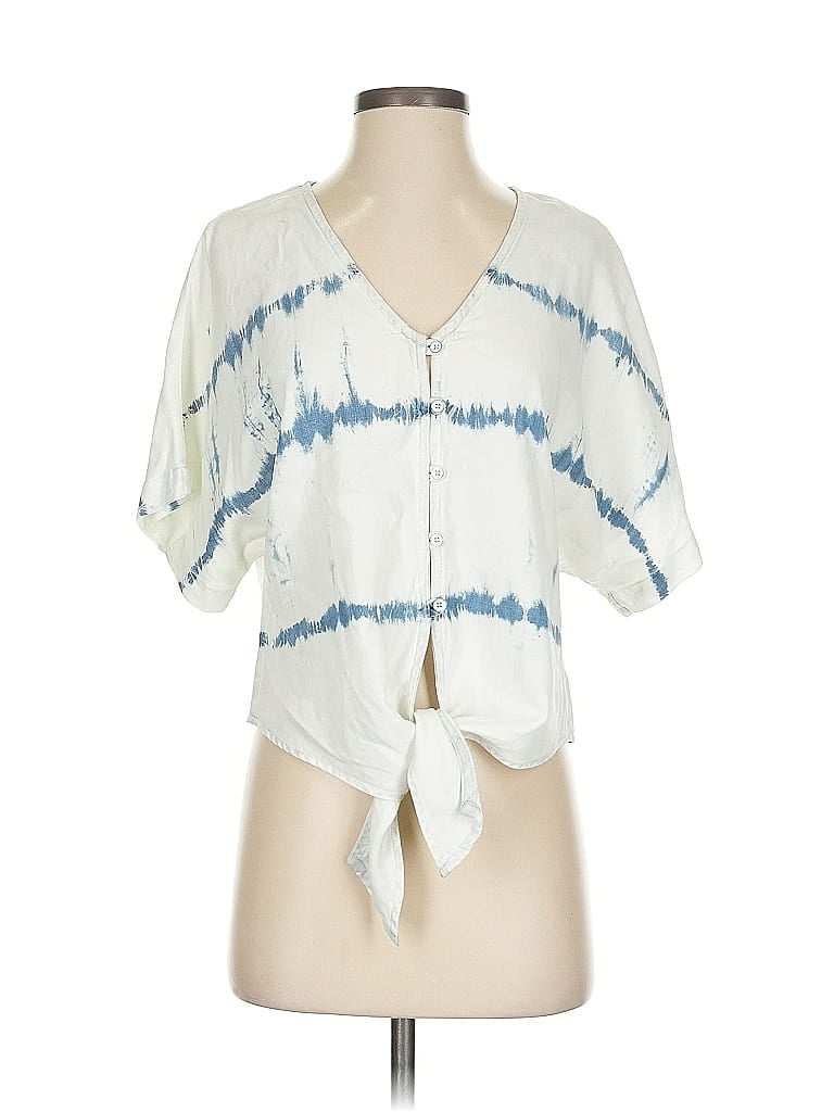 Bella Dahl 100% Tencel Tie-dye Blue Short Sleeve Blouse Size XS - photo 1