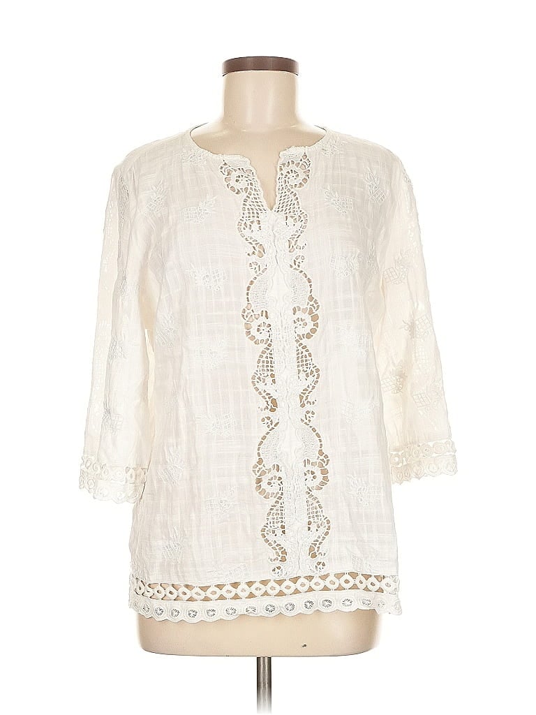 Pre-owned Chico's 3/4 Sleeve Blouse In White