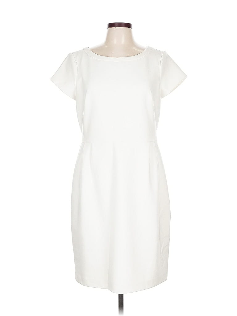 Ann Taylor Solid White Casual Dress Size 12 - photo 1
