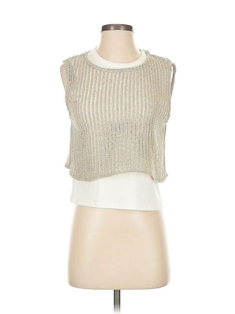 Pre-owned Zara Sleeveless Top Tan Strapless Neckline Tops In Brown