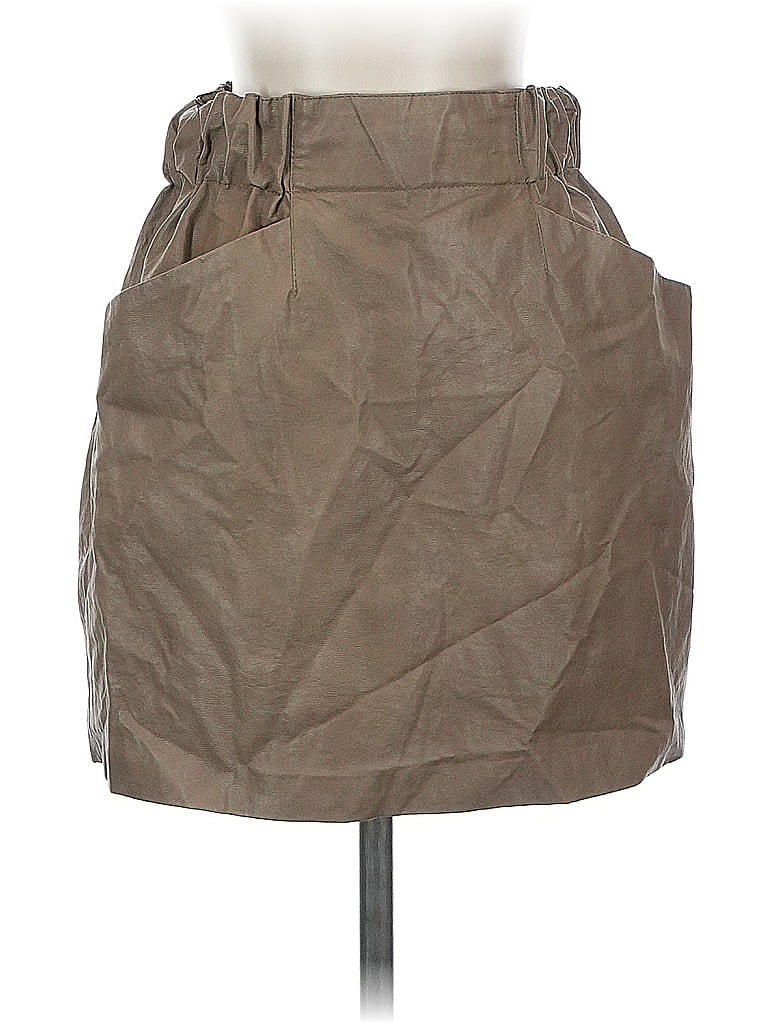 Pre-owned Zara Basic Faux Leather Skirt In Brown