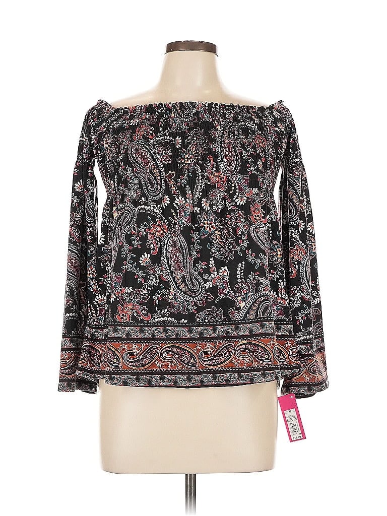 Pre-owned Xhilaration 3/4 Sleeve T-shirt In Black