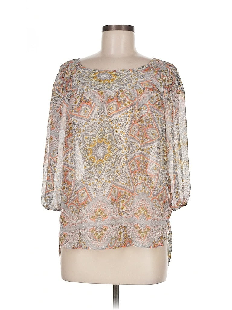 Pre-owned Lauren Conrad 3/4 Sleeve Blouse In Silver