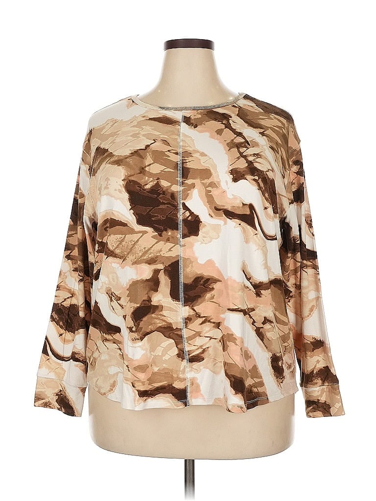 Pre-owned Westbound Long Sleeve Blouse In Brown