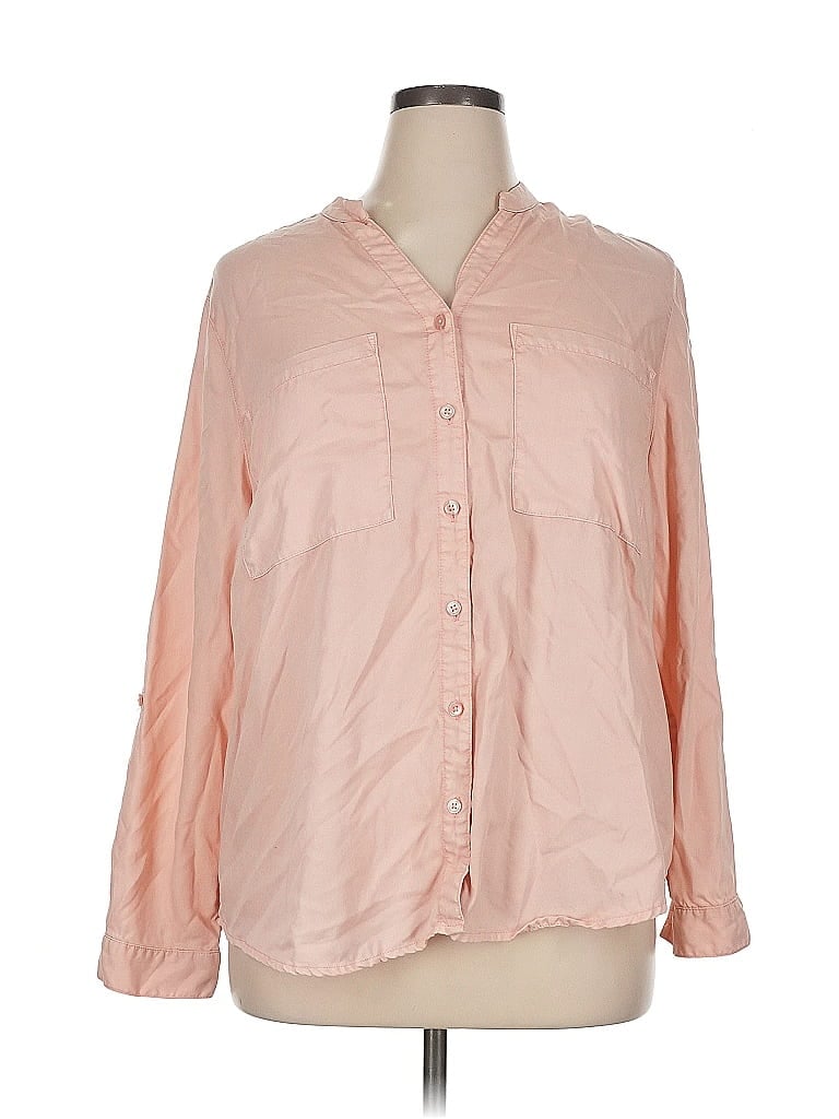 Pre-owned Chico's Long Sleeve Button Down Shirt In Pink