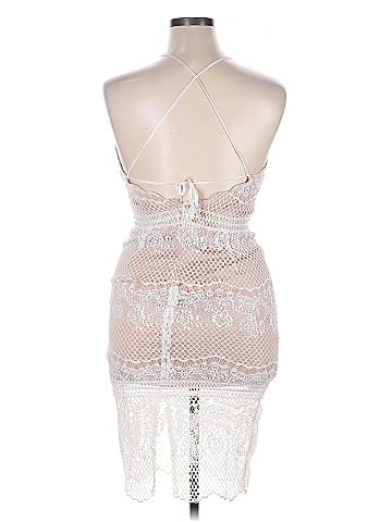 Esther Ivory Lace Dress with Mesh Detail (view 2)