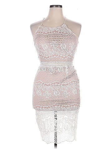 Esther Ivory Lace Dress with Mesh Detail (view 1)