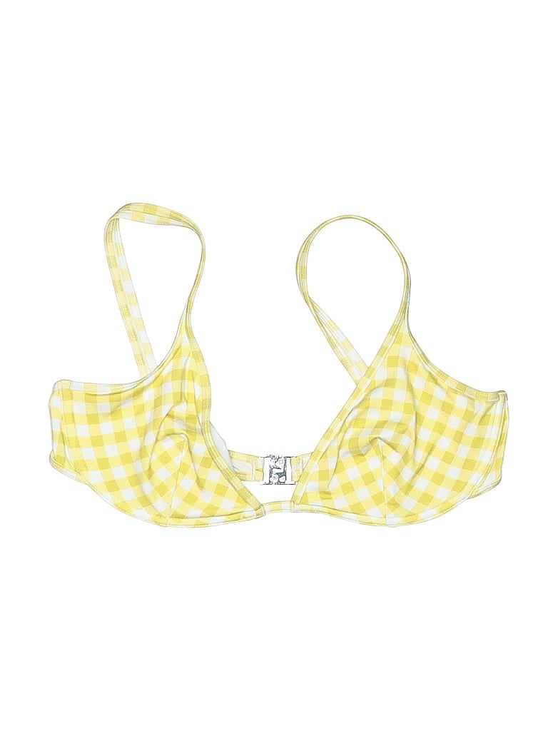 Click to view more detailed imagery on our partner's website Pre-owned Ephemera Swimsuit Top Yellow Checkered/gingham Pattern Swimwear