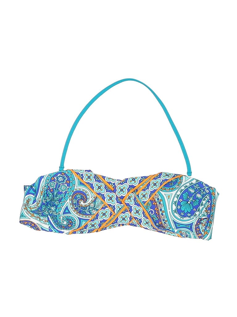 Pre-owned Trina Turk Swimsuit Top Blue Paisley Pattern Swimwear