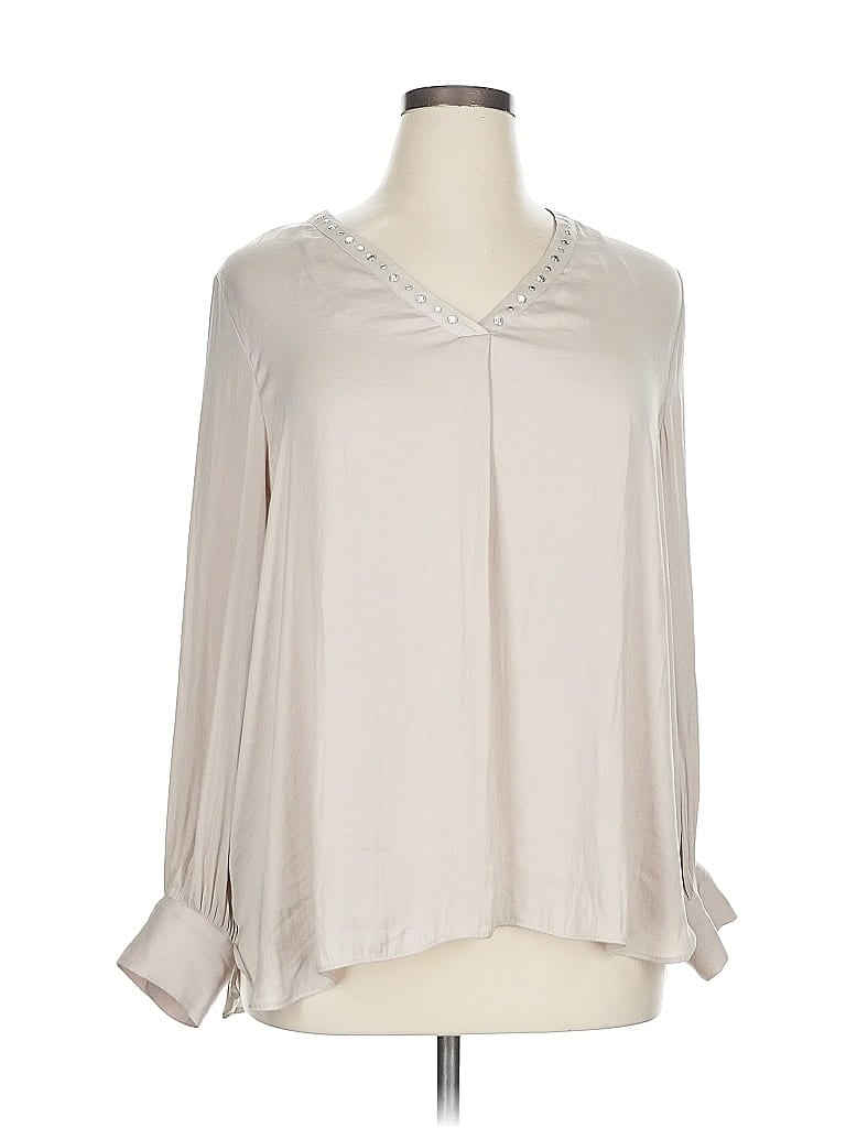 Pre-owned Carmen Marc Valvo Long Sleeve T-shirt In Silver