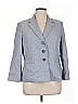 Le Suit 100% Polyester Chevron-herringbone Gray Blue Blazer Size 16 - photo 1