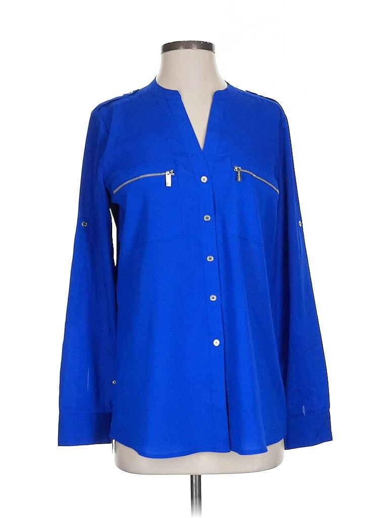 Pre-owned Calvin Klein Long Sleeve Blouse In Blue