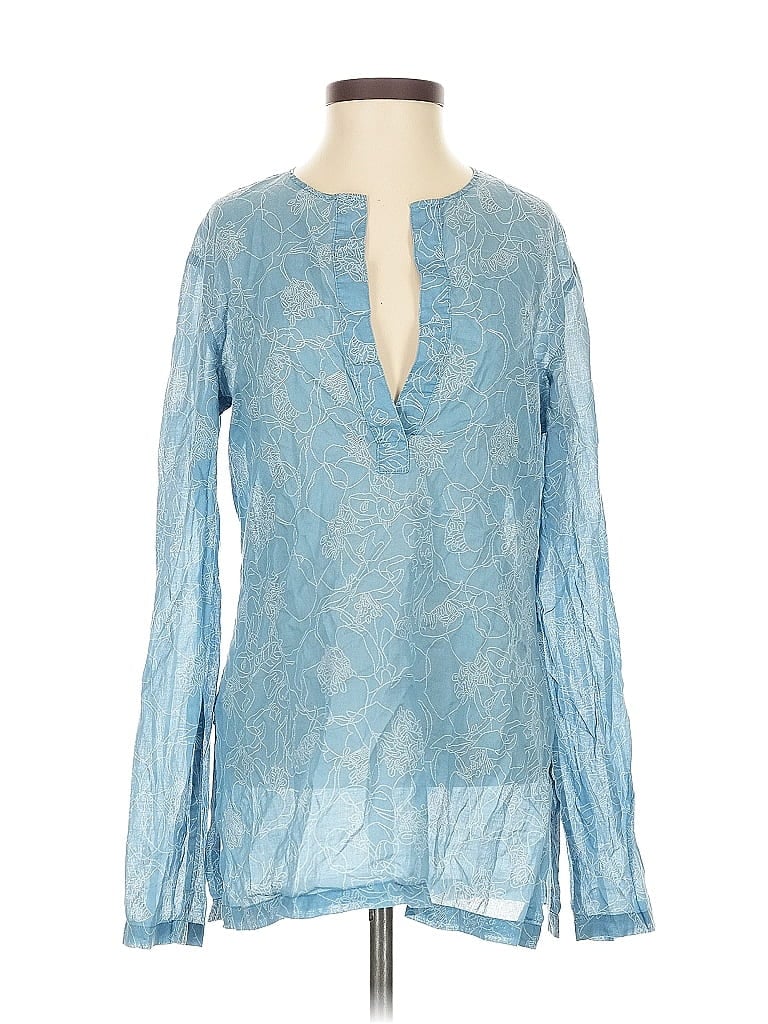Pre-owned Theory Long Sleeve Blouse In Blue