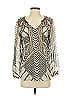 Hale Bob 100% Silk Silver Long Sleeve Silk Top Size S - photo 1