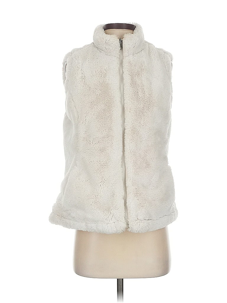 Pre-owned Original Nicole Miller Faux Fur Vest In White