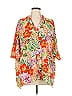 IMAN 100% Polyester Tropical Orange Kimono Size L - photo 1
