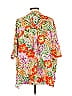 IMAN 100% Polyester Tropical Orange Kimono Size L - photo 2