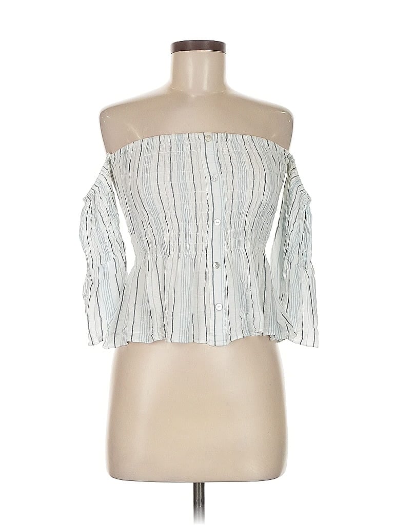 Pre-owned Olivaceous 3/4 Sleeve Blouse In White